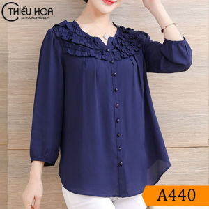 Áo Kiểu Nữ thiết kế sang trọng quý phải chất liệu tơ gân mềm mại mát mẻ THIỀU HOA A440