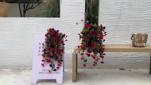 Faux Eucalyptuses With Morning Glory Hanging Flower Realistic Arrangement Artificial Greenery Decoration