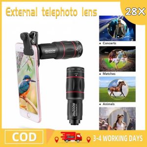 Universal 28X Monocular Zoom HD Optical Mobile Phone Lens Observation Survey Telephoto Lens Mobile Phone Screen Magnifying Glass