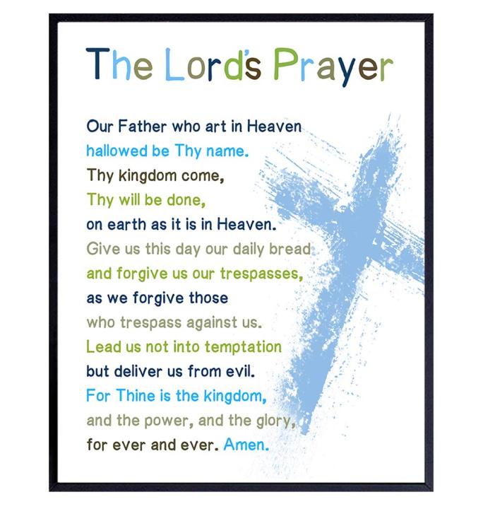 Lords Prayer Bible Verse Wall Art Religious Scripture Boys Room