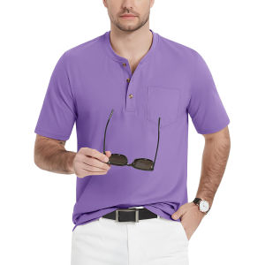 MAGCOMSEN Nam giới Áo thun bông giản dị Áo sơ mi trơn cổ điển Thời trang mùa hè Áo sơ mi Henley ngắn tay với áo thun có túi2026