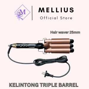 Amori Professional Catokan Rambut Klintong Triple Barrel A-058 Uk 25mm Hair Waver Catok Ikal Keriting Multifungsi Korean Wavy Hair Make Hair Syling Three Barrel Curly Curlingtong Curling Tong Ceramic Tourmaline Laz COD Bisa Bayar di Tempat