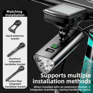 1200 Lumens Bicycle Headlight Aluminum Alloy High-Definition Digital Display Bicycle Front Light Tool-Free Installation Life Waterproof for Safe Night Riding