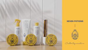 SEVEN POTIONS Sáp vuốt tóc nam — Độ bóng cao độ giữ nếp cao gốc nước — Tạo kiểu tóc chuyên nghiệp cho kiểu tóc vuốt ngược pompadour & rẽ ngôi lệch — Thành phần tự nhiên thuần chay không thử nghiệm trên động vật — 3.4 fl oz / 100ml