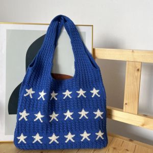 Tas rajut motif bintangg LOOYOYU / Tas Korea Rajut Besar Pantai / Tas Wanita Solid Casual Bag / Tas Kasual Casual