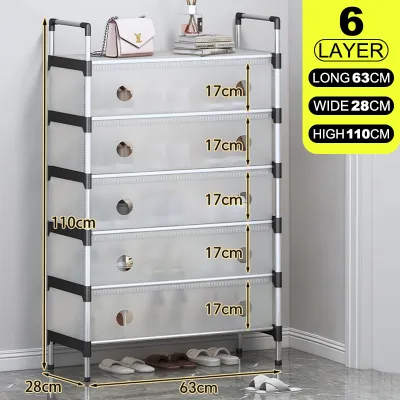 Simple dustproof shoe cabinet 3/4/5/6/7 Layer with cover shoe rack stackable shoe box multifunctional storage rack