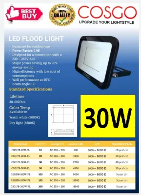 COSGO 30W LED FLOOD LIGHT (3000k/6500k)