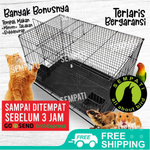 SEMPATI KHUSUS 3 JAM SAMPAI INSTAN GRAB GOJEK Sangkar Kandang Umbaran Kucing 48x31 cm Size M Medium Eco Free 2 Cepuk Plastik Plus Tatakan Kandang Besi Lipat Kucing Cat Kitten Anjing Hamster Sugar Glider Lovebird Parkit Kenari