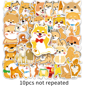 51pcs Cartoon Small Pattern Japanese Shiba Inu Sticker Cute Animal Puppy Graffiti wWaterproof Reusable Decorative Car Skateboard Helmet Luggage Case