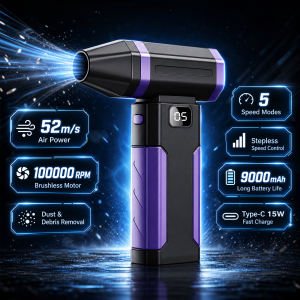 Mini Turbo Violent Fan 130000RPM Brushless Motor 5000mAh Electric Dust Blower High Power Portable Duct Fan for Car Home Outdoor