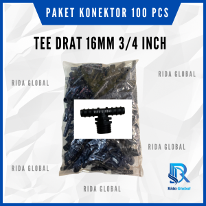 PAKET KONEKTOR 100 PCS - Sambungan Selang Aerator Uniring Konektor Reducer Tee Drat 16mm 3/4 inch
