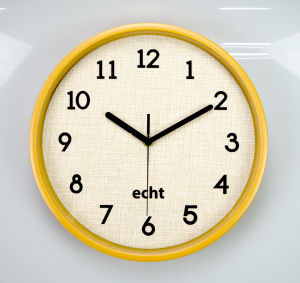 ECHT wall clock with plastic frame Linen fabric surface with glass cover silent movement
