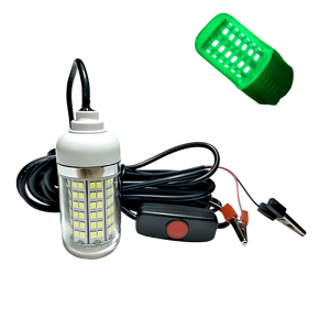 Submersible Fishing Light 1200LM 5M Cord IP68 Waterproof Fishing Lure Bait Finder Lamp for Squid Attracting - 12-24V White/Green