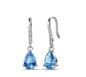 Her Jewellery Dew Drop Earrings (Blue) - Luxury Crystal Embellishments plated with 18K Gold