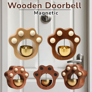Magnetic Wooden Doorbell Cute Cat Paw Door Bell Adsorption Shop Door Reminder Brass Doorbell Decoration