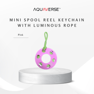 AQUAVERSE Mini Scuba Diving Spool Reel Keychain for Decoration With Luminous Rope Glow In Dark