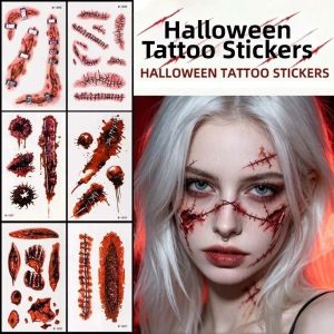 BAIXL Eyeball Bloody Makeup Halloween Tattoo Stickers Waterproof Zombie Cosplay Bruise Scab Scar Tattoo Sticker DIY Makeup Facial Wound Sweatproof Body Art Scar Decals Halloween Party Supplies