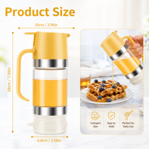 [SG STOCK]300ML No Drip Honey Dispenser Glass Syrup Jar Leakproof Honey Pot for Pancake Waffle Kitchen Storage