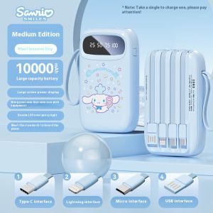 Large Capacity Power Bank 4-in-1 Cables Intelligent Digital Display Portable Powerbank for iPhone