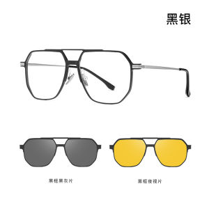 Spot Goods 9906 Bestfens new aluminum-magnesium set of glasses: a three-in-one polarized large-frame sunglasses popular on TikTok magnetic attachment