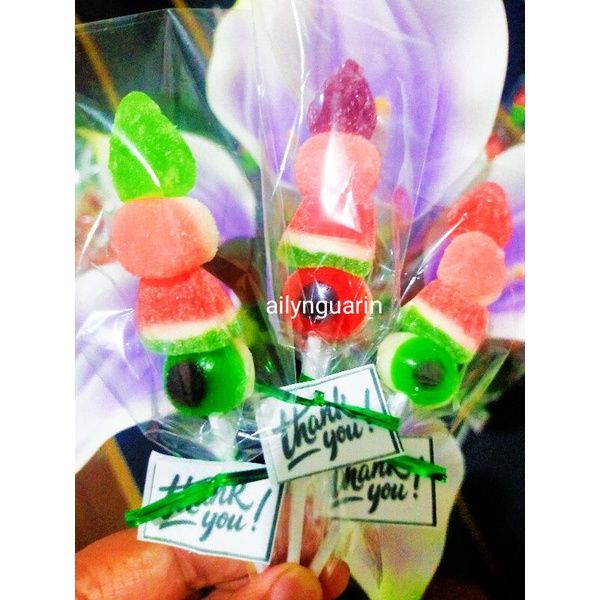 GUMMY CANDY in stick with "thank you" tag and expiration date at the back! Lazada PH