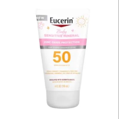 ยูเซอรินเบบี้โลชั่นกันแดดมิเนอรัลที่ละเอียดอ่อนSPF 50ปราศจากน้ำหอม4 Floz (118มล.)