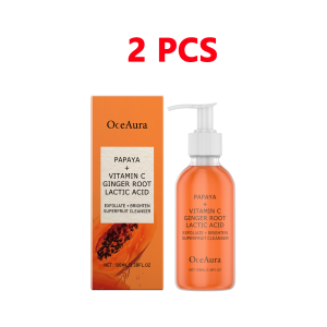 【discount store】Papaya & Vitamin C Face Wash Gentle Exfoliating Brightening & Even Skin Tone Moisturizing Facial Cleanser for Soft Smooth Skin
