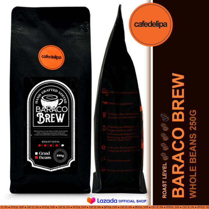 Cafe de Lipa Baraco Brew Premium Coffee Beans 250 grams Lazada PH