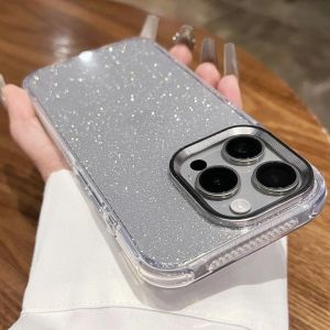 Transparent Acrylic Glitter Phone Case iPhone 15 Pro Max 14 13 12 Casing for iPhone Case TPU Silicone Soft Shell Full Coverage Shockproof