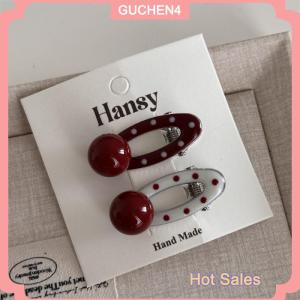 GUCHEN4🎀 2 cái kẹp tóc kim loại chấm bi trái tim ngọt ngào kẹp tóc chống trượt kẹp tóc mỏ vịt hình học Phụ Kiện Kẹp Tóc phụ nữ