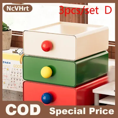 NcVHrt Máy tính để bàn lưu trữ ngăn kéo Stackable kéo ra lưu trữ hộp màu tương phản ngăn kéo tổ chức văn phòng đồ lặt vặt văn phòng phẩm lưu trữ trường hợp