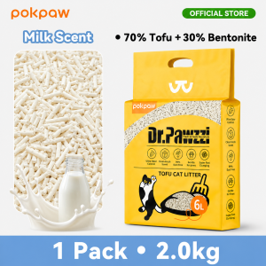 Pokpaw Dr.Pawzzi 6L/2KG Tofu Cat Litter 70% tofu 30% bentonite Fast Clumping Deodorizing