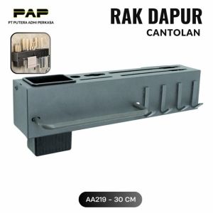 Rak Pisau Dinding Dapur Rak Gantung Dapur Multifungsi RakTempel Tanpa Bor/Rak Sendok Garpu Dapur Abu - B