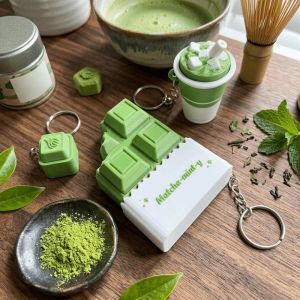LABAICAI Milk Tea Matcha Series Fidget Keychain Japanese Style Keyboard-style Chocolate Keyboard Keychain Cute Creative Keyboard Fidget Toy Fidget Play