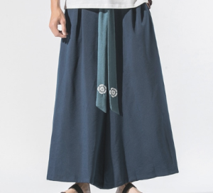 ญี่ปุ่น Samurai สไตล์ Kimono หลวมสบายๆกางเกงขาม้าสําหรับแฟชั่นสตรีทแวร์สําหรับชายผ้าลินินชายกางเกงกางเกง