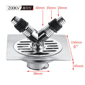 Zookv 304 Stainless Steel Washing Machine Water Floor Drain Trap Combo With Angle Connector For Hole Cover Hose With Double Two Hose Deodorant Filter 4 / 6 Inch Floor Trap Anti Insect Smell Seal Antifouling