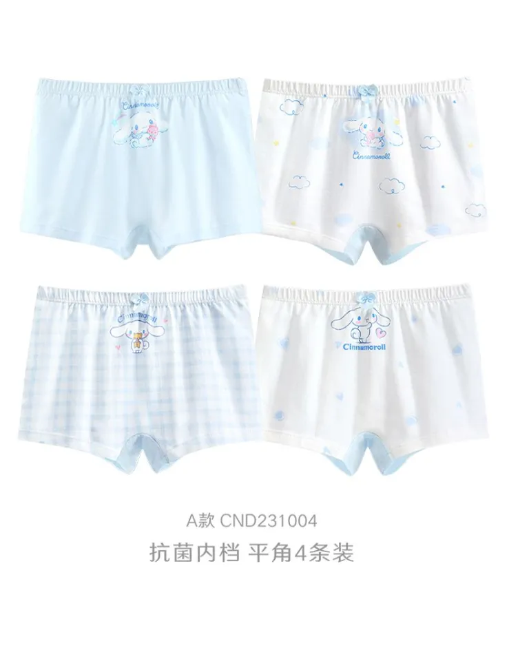 4Pcs Sanrio Anime Cute Cinnamoroll Girls Underwear Summer Cotton  Antibacterial Children's Briefs Thin Breathable Boxer Panties