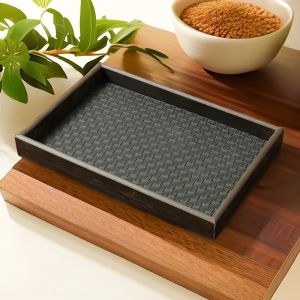 Leather Tray Rectangular Braided Valet Organizer Non Slip Base Entryway Desk Catchall Keys Jewelry Home Decor
