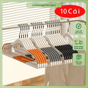 Combo 10 chiếc Móc quần áo thiết kế chống trượt - Móc treo nhựa dẻo chắc chắn kết hợp đường bo chống nhăn vai áo