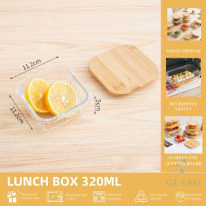 GLARO Airtight Glass Food Container New Lunch Box with Bamboo Lid Cover Bekas Makanan Kaca Bertutup 玻璃饭盒