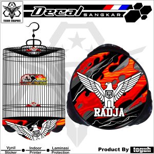 Stiker Sangkar Murai Raja Motif Racing Merah