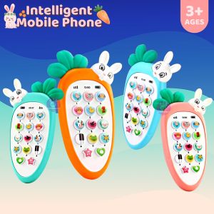 MAINAN EDUKASI ANAK BAYI HANDPHONE BUNYI TELEPON SILIKON BENTUK WORTEL KELINCI/MAINAN ANAK HP WORTEL KELINCI BUNYI