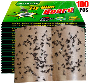 send fly killer powder 100pcs Sticky fly paper Fly Glue Board Fly Sticker Insect Trap Board Flies Fly Trap Catcher Bugs Insects Catcher Board