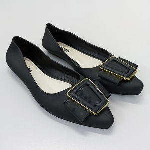Azgalery SPT-67 Sendal Flat Shoes Wanita Wedges Heels Women Korean Kasual Style PVC Polos Trendy COD