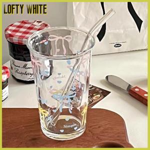 Lofty White โบว์แก้วใส่น้ำลายการ์ตูนน่ารักแก้วกาแฟลายทางน่ารักแก้วมัคผลไม้สำหรับใช้ในครัวเรือนชาน้ำมะนาวของขวัญสำหรับเด็กผู้หญิง