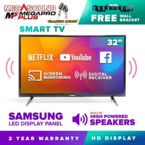 Mega Pro 32 Inch Smart Android LED TV [FREE Bracket] MegaPro32 Inch Ultra-slim Smart HD LED TV [3237] | Netflix & Youtube | android screen-mirroring | extra-loud sound | WIFI + LAN | Samsung LED panel inside | 1366x768 | flatscreen tv LED 32