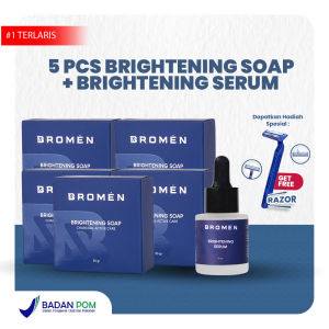 Bromen Skincare Cowok Paket 5 Brightening + 1 Brightening Serum Mencerahkan Wajah Kusam