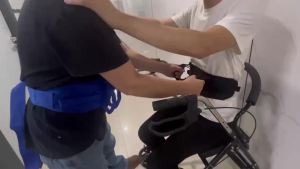 Gait Belt Walking Transfer Belt with 6 Plastic Padded Caregiver Handles and Quick Release Buckle for PatientElderly Physical Therapy (Blue)