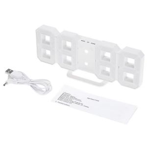 Modern Minimalism Digital Wall Alarm Clock 3D White Smart Desk Alarm Temperature Clock