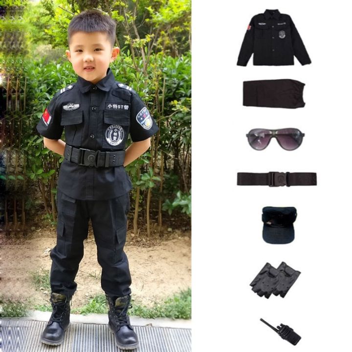SWAT Children Halloween Policeman Cosplay Costumes Kids Carnival